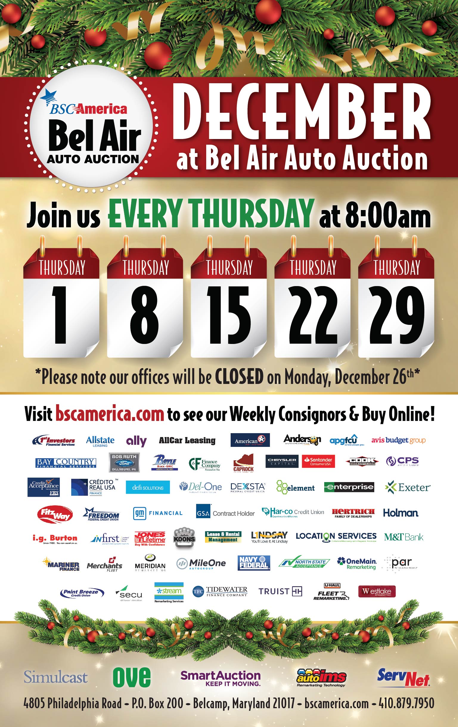 Calendar & Events Bel Air Auto Auction