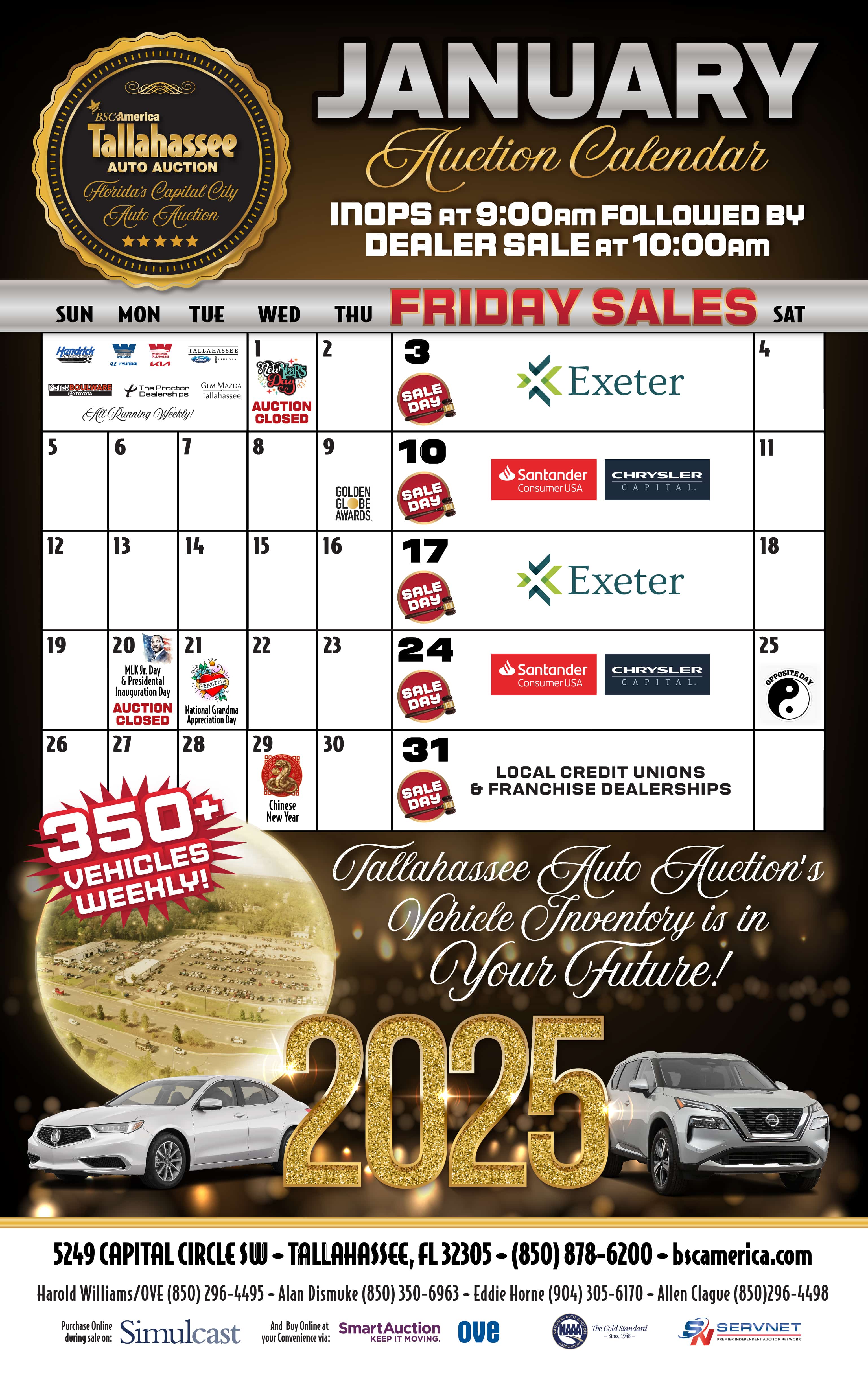 Tallahassee Auto Auction Calendar & Events