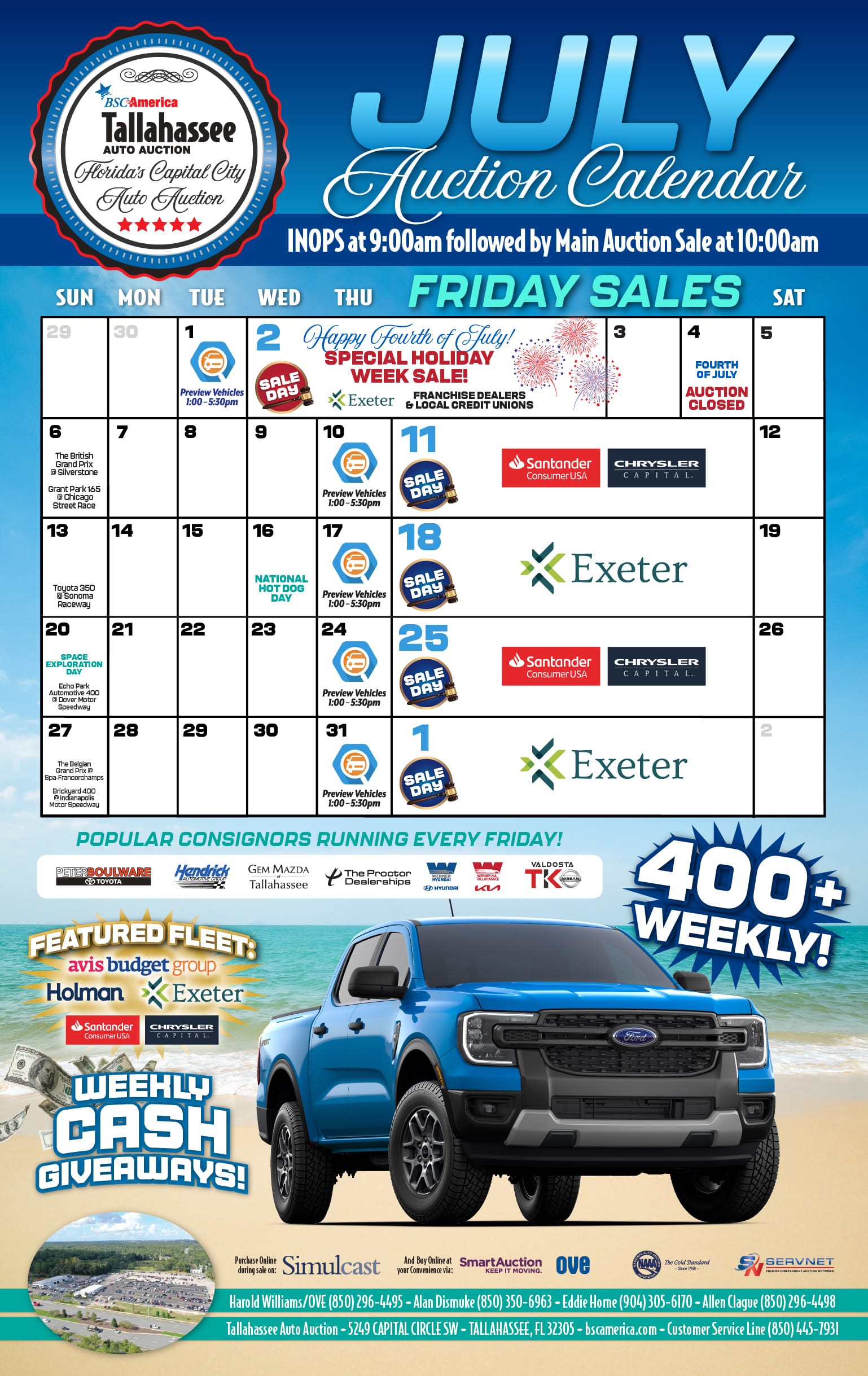 Tallahassee Auto Auction Calendar & Events